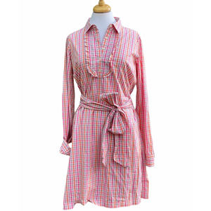 Vineyard Vines Casual Plaid Ruffle Shirt Dress-Lrg
